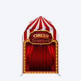 Aperturee - Aperturee Festive Red Circus Tent Barn Door Arch Party Backdrop